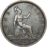 1864 Penny (Crosslet 4) - Victoria British Bronze Coin - Nice