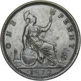 1872 Penny - Victoria British Bronze Coin - Very Nice