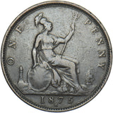 1875 H Penny - Victoria British Bronze Coin