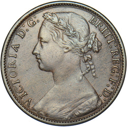 1878 Penny - Victoria British Bronze Coin - Very Nice