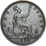 1880 Penny - Victoria British Bronze Coin - Nice