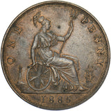 1885 Penny - Victoria British Bronze Coin - Very Nice