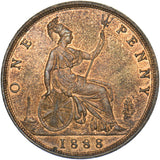 1888 Penny - Victoria British Bronze Coin - Very Nice
