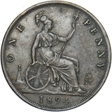 1894 Penny - Victoria British Bronze Coin - Nice