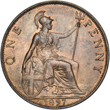 1897 Penny - Victoria British Bronze Coin - Very Nice