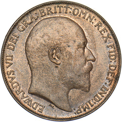 1908 Penny - Edward VII British Bronze Coin - Very Nice