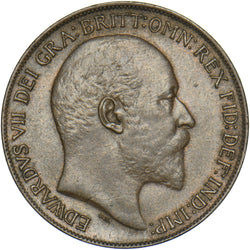 1909 Penny - Edward VII British Bronze Coin - Very Nice