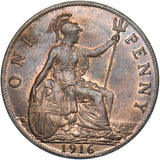 1916 Penny - George V British Bronze Coin - Superb