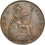 1922 Penny - George V British Bronze Coin - Very Nice