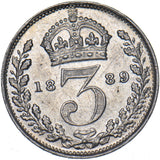 1889 Threepence - Victoria British Silver Coin - Very Nice