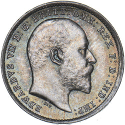 1902 Threepence - Edward VII British Silver Coin - Superb