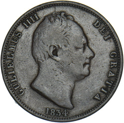 1834 Halfpenny - William IV British Copper Coin