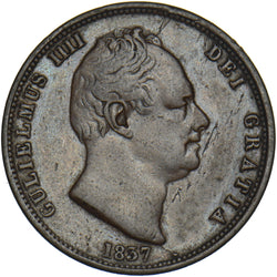 1837 Halfpenny - William IV British Copper Coin - Nice