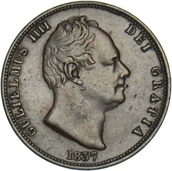 1837 Halfpenny - William IV British Copper Coin - Nice
