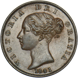 1841 Halfpenny - Victoria British Copper Coin - Very Nice