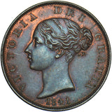 1841 Halfpenny - Victoria British Copper Coin - Very Nice