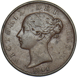 1844 Halfpenny - Victoria British Copper Coin - Nice