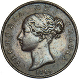 1846 Halfpenny - Victoria British Copper Coin - Nice