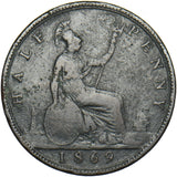 1869 Halfpenny - Victoria British Bronze Coin