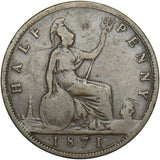 1871 Halfpenny - Victoria British Bronze Coin