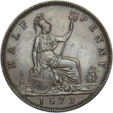 1873 Halfpenny - Victoria British Bronze Coin - Very Nice