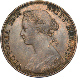 1875 Halfpenny - Victoria British Bronze Coin - Very Nice