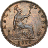 1875 Halfpenny - Victoria British Bronze Coin - Very Nice