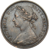 1876 H Halfpenny - Victoria British Bronze Coin - Very Nice