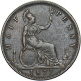 1877 Halfpenny - Victoria British Bronze Coin - Nice