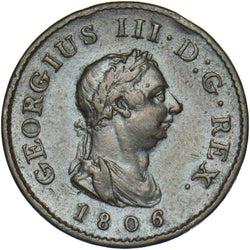 1806 Farthing - George III British Copper Coin - Nice