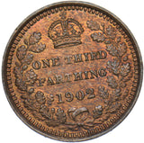 1902 Third Farthing - Edward VII British Bronze Coin - Very Nice