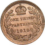 1913 Third Farthing - George V British Bronze Coin - Superb