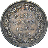 1814 Eighteenpence Bank Token - George III British Silver Coin - Nice
