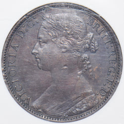 1875 H Penny (NGC AU 55) - Victoria British Bronze Coin - Very Nice