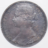 1875 H Penny (NGC AU 55) - Victoria British Bronze Coin - Very Nice