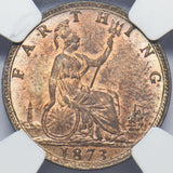 1873 Farthing (NGC MS 63 RB) - Victoria British Bronze Coin - Superb