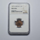 1873 Farthing (NGC MS 63 RB) - Victoria British Bronze Coin - Superb