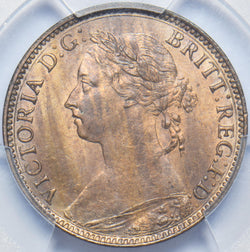 1881 Farthing (PCGS MS 64 RB) - Victoria British Bronze Coin - Superb