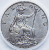 1911 Farthing (CGS UNC 85) - George V British Bronze Coin - Superb