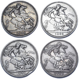 1899 - 1892 Crowns Lot (4 Coins) - Victoria British Silver Coins - Date Run