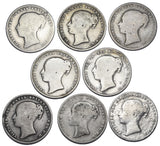 1852 - 1860 Shillings Lot (8 Coins) - Victoria British Silver Coins