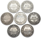 1880 - 1887 YH Shillings Lot (7 Coins) - Victoria British Silver Coins