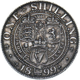 1899 Shilling - Victoria British Silver Coin - Very Nice