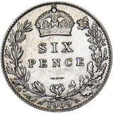 1909 Sixpence - Edward VII British Silver Coin - Very Nice