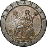 1797 Penny - George III British Copper Coin - Very Nice