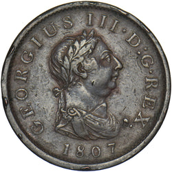 1807 Penny - George III British Copper Coin - Nice