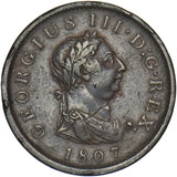 1807 Penny - George III British Copper Coin - Nice