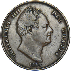 1834 Penny - William IV British Copper Coin - Nice