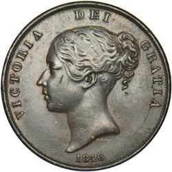 1846 Penny (Rev. Verdigris) - Victoria British Copper Coin