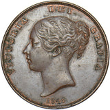 1848 Penny - Victoria British Copper Coin - Very Nice